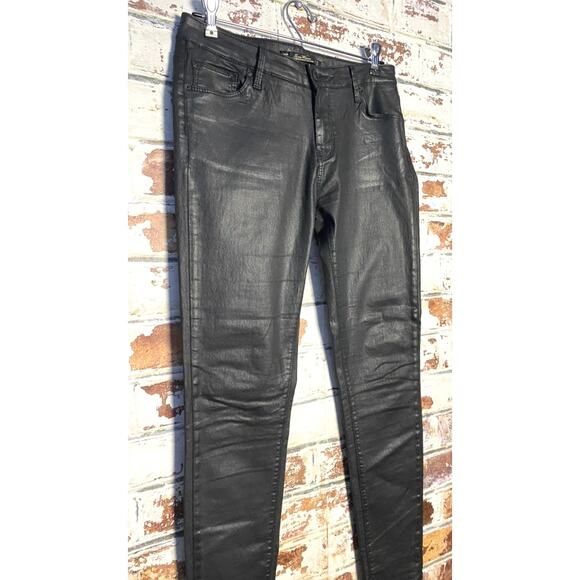 ZARA Slim Fit Ankle Mid Rise Faux Leather Cotton Blend Stretch Skinny Pants - Picture 4 of 10